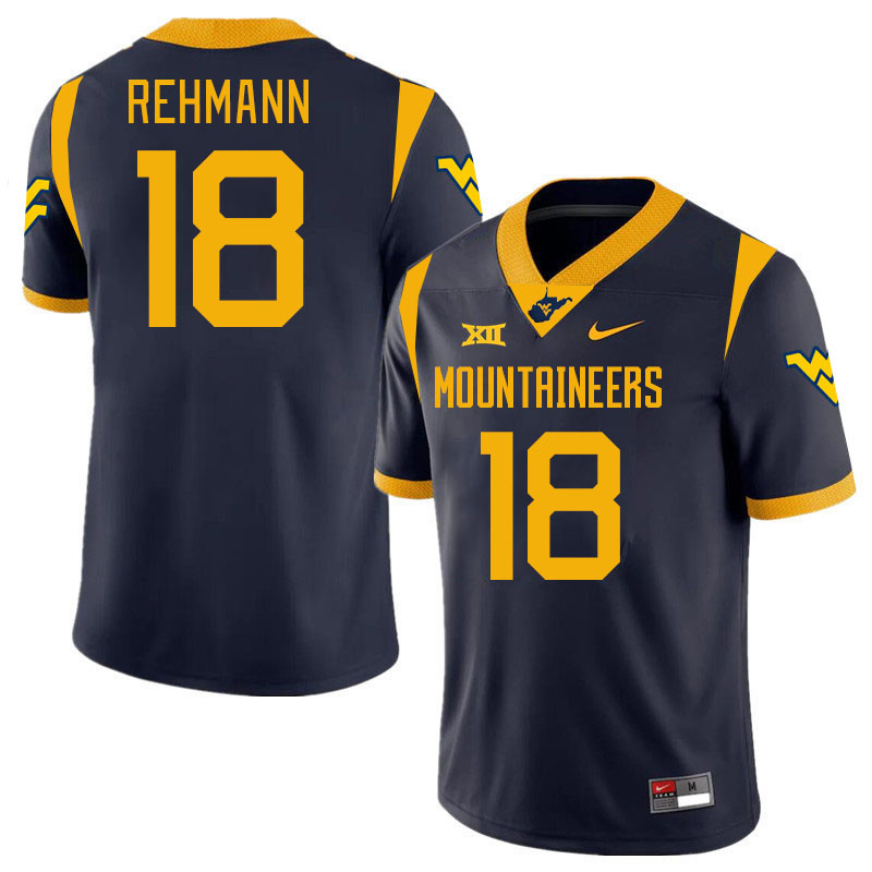 Men #18 Brandon Rehmann West Virginia Mountaineers College 2024 New Uniforms Football Jerseys Stitch